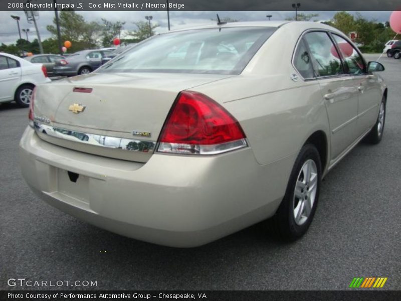 Gold Mist Metallic / Neutral Beige 2008 Chevrolet Impala LS