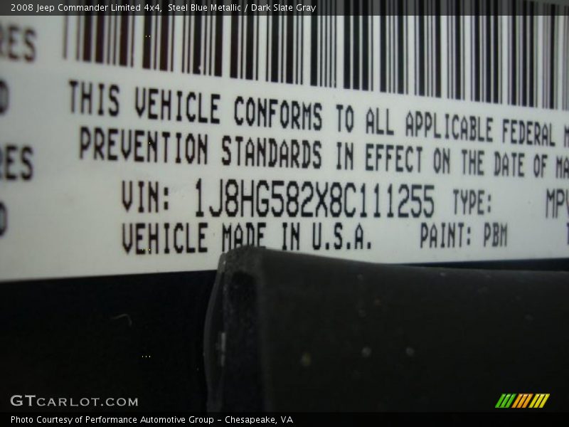 Steel Blue Metallic / Dark Slate Gray 2008 Jeep Commander Limited 4x4