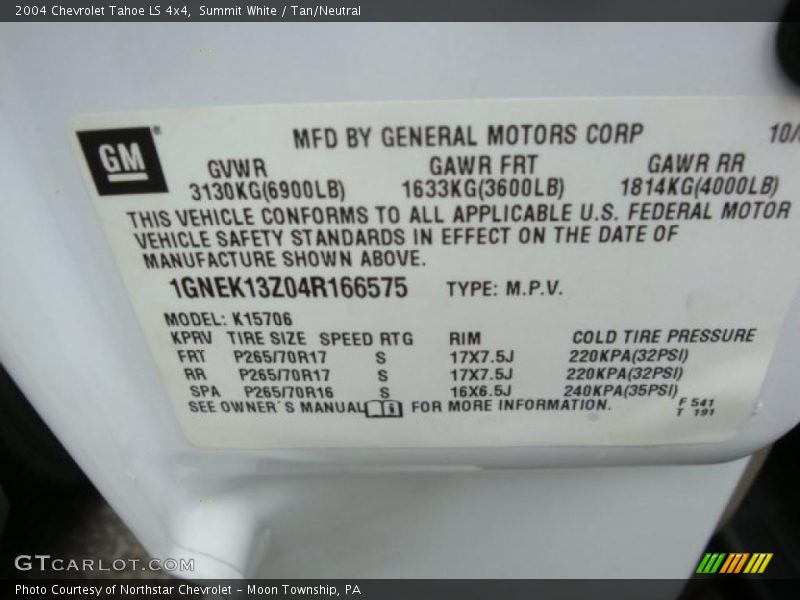 Summit White / Tan/Neutral 2004 Chevrolet Tahoe LS 4x4