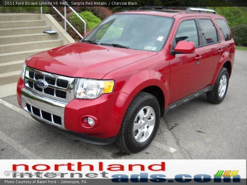 Sangria Red Metallic / Charcoal Black 2011 Ford Escape Limited V6 4WD