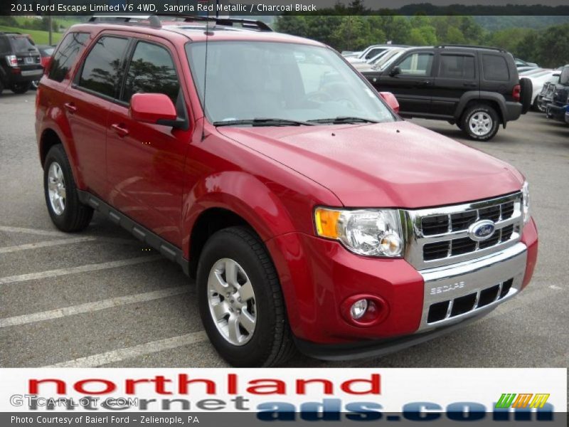 Sangria Red Metallic / Charcoal Black 2011 Ford Escape Limited V6 4WD