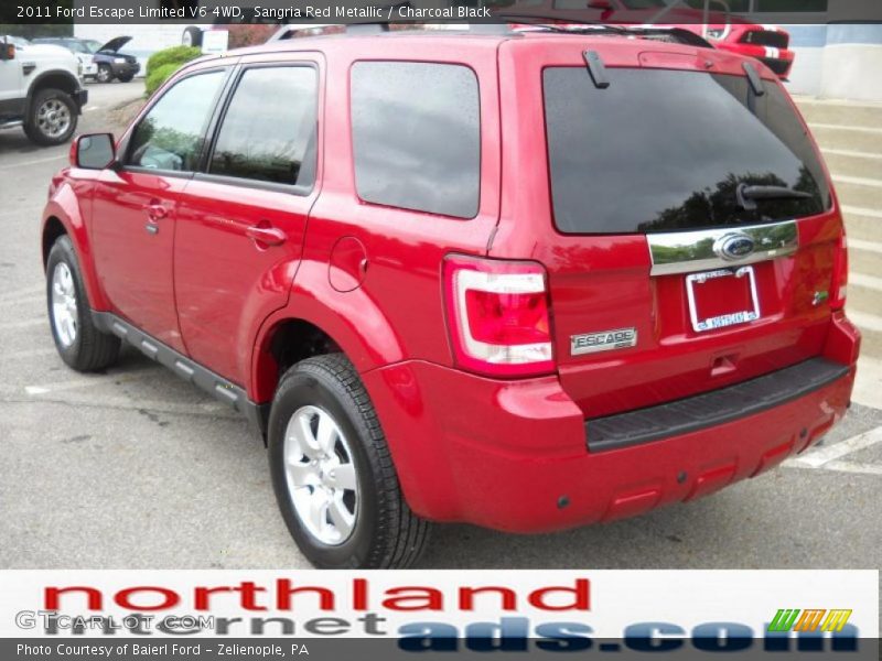 Sangria Red Metallic / Charcoal Black 2011 Ford Escape Limited V6 4WD