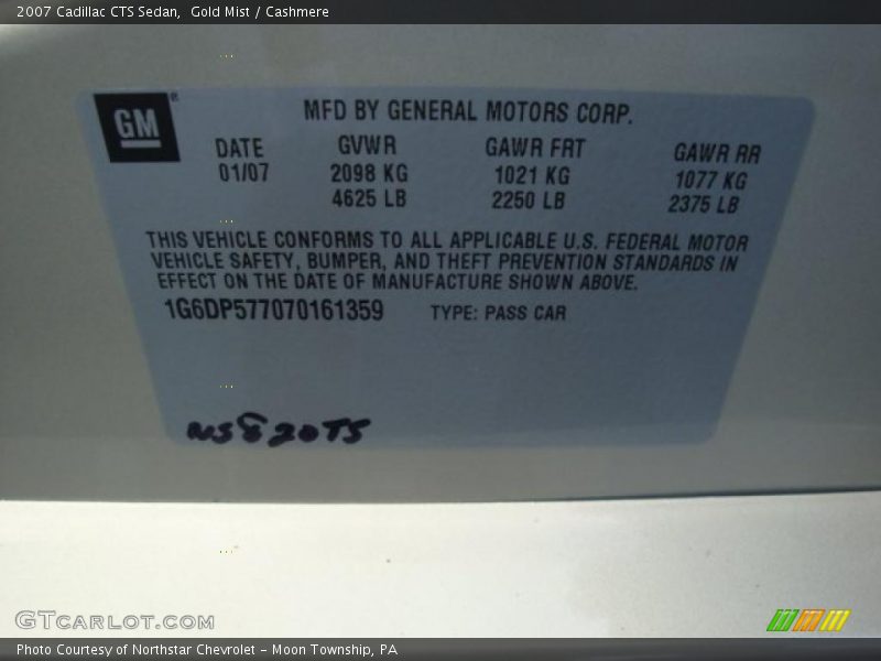 Gold Mist / Cashmere 2007 Cadillac CTS Sedan