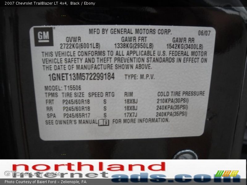 Black / Ebony 2007 Chevrolet TrailBlazer LT 4x4