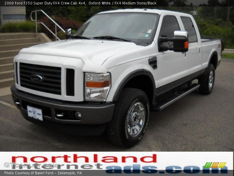 Oxford White / FX4 Medium Stone/Black 2009 Ford F350 Super Duty FX4 Crew Cab 4x4