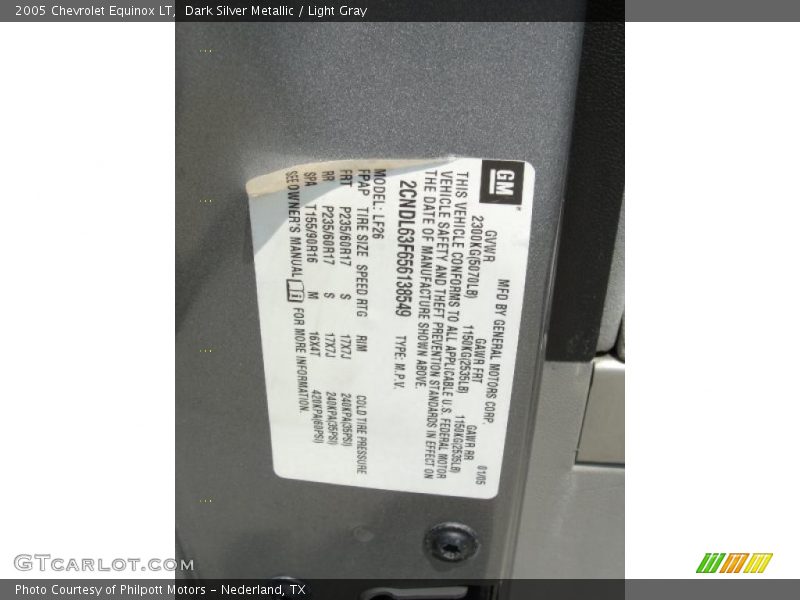 Dark Silver Metallic / Light Gray 2005 Chevrolet Equinox LT