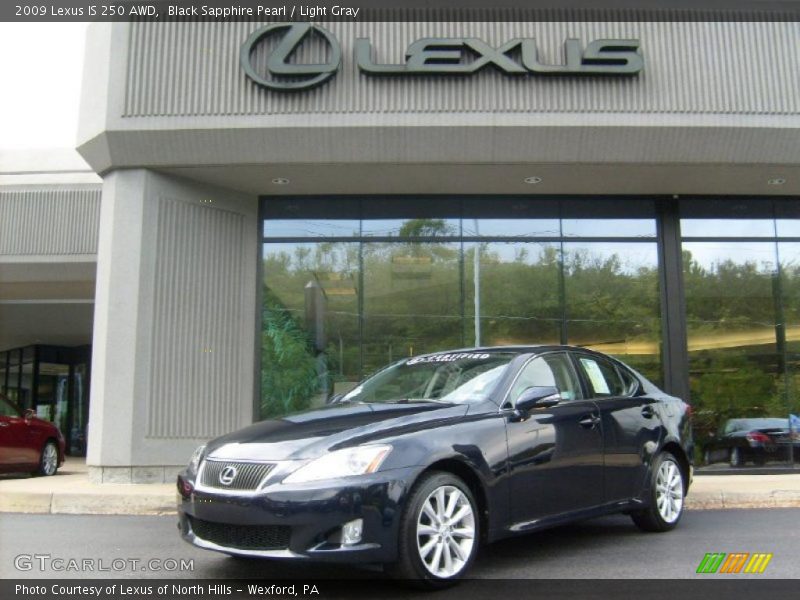 Black Sapphire Pearl / Light Gray 2009 Lexus IS 250 AWD