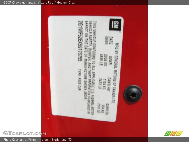 Victory Red / Medium Gray 2005 Chevrolet Impala