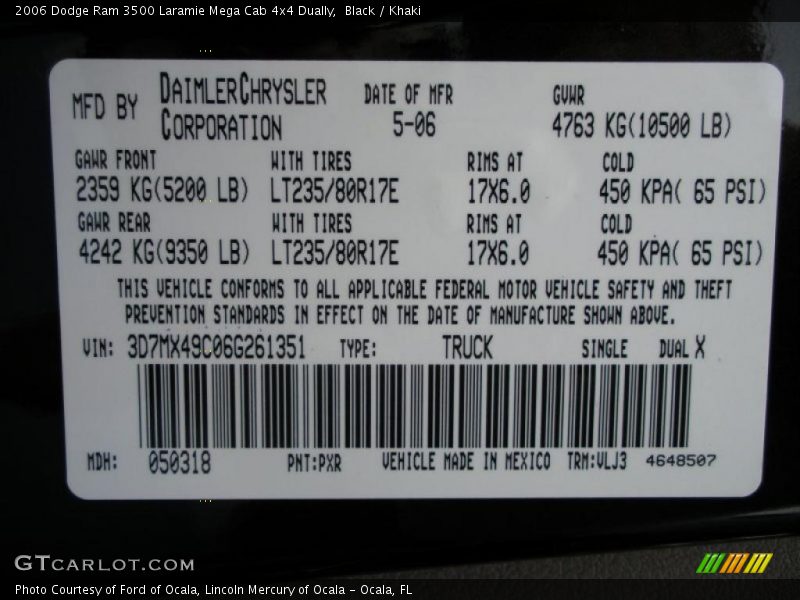 Black / Khaki 2006 Dodge Ram 3500 Laramie Mega Cab 4x4 Dually