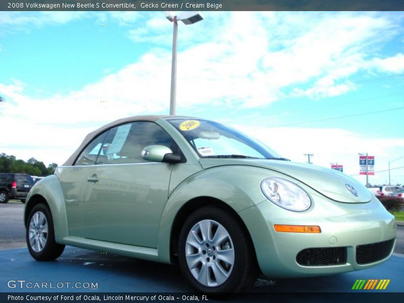 Gecko Green / Cream Beige 2008 Volkswagen New Beetle S Convertible