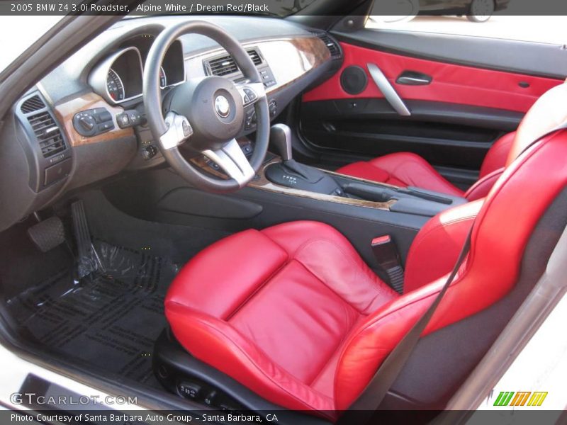 Alpine White / Dream Red/Black 2005 BMW Z4 3.0i Roadster