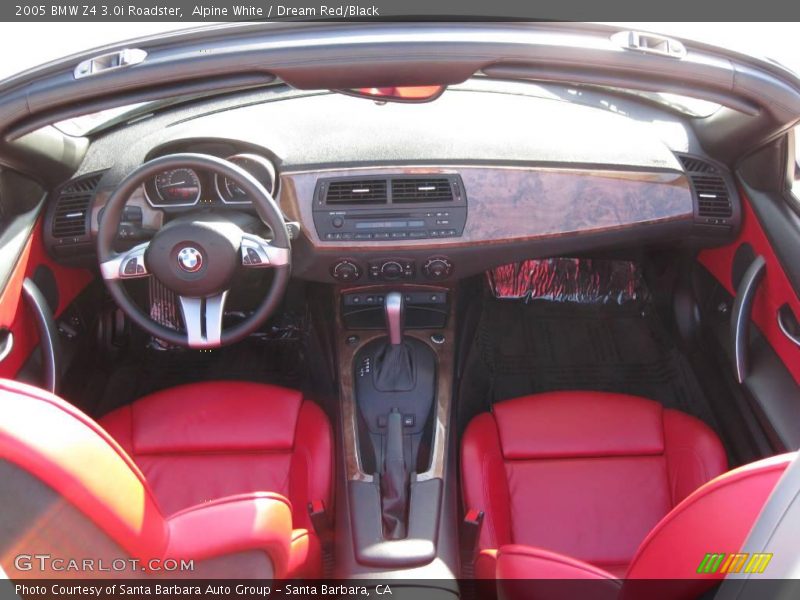 Alpine White / Dream Red/Black 2005 BMW Z4 3.0i Roadster