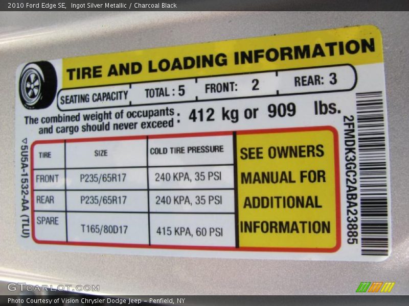 Ingot Silver Metallic / Charcoal Black 2010 Ford Edge SE