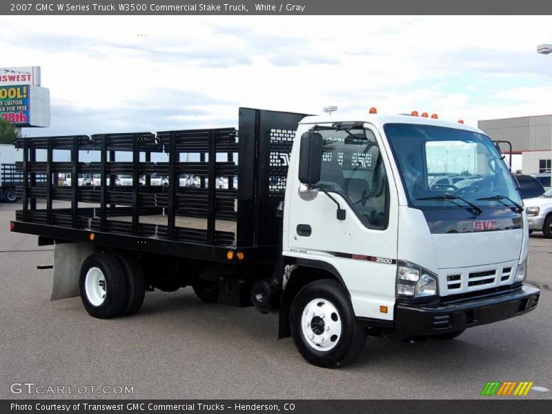 White / Gray 2007 GMC W Series Truck W3500 Commercial Stake Truck