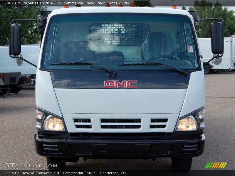 White / Gray 2007 GMC W Series Truck W3500 Commercial Stake Truck