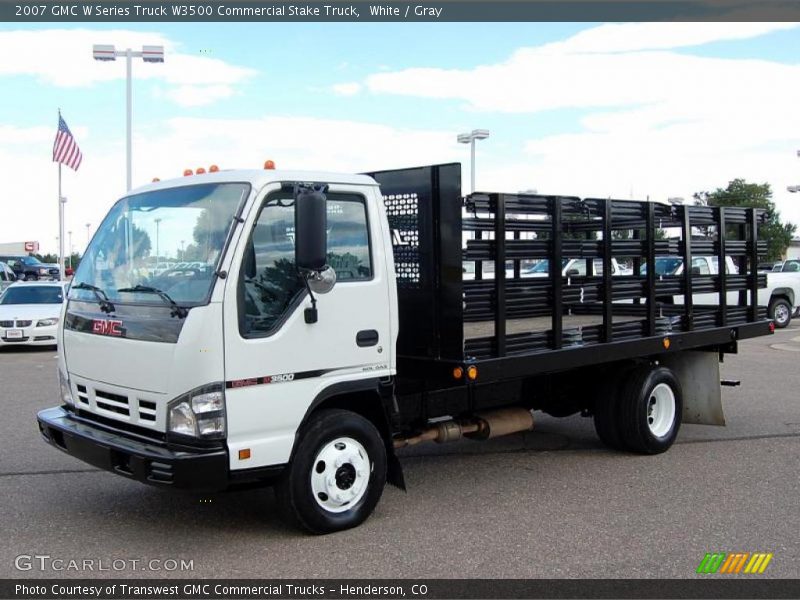 White / Gray 2007 GMC W Series Truck W3500 Commercial Stake Truck