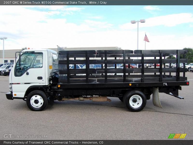 White / Gray 2007 GMC W Series Truck W3500 Commercial Stake Truck