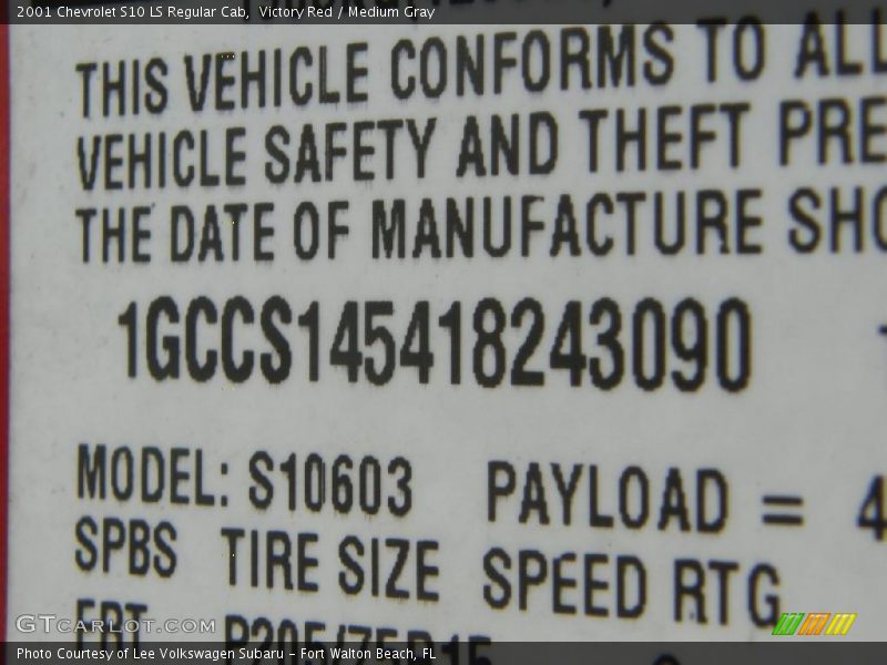 Victory Red / Medium Gray 2001 Chevrolet S10 LS Regular Cab