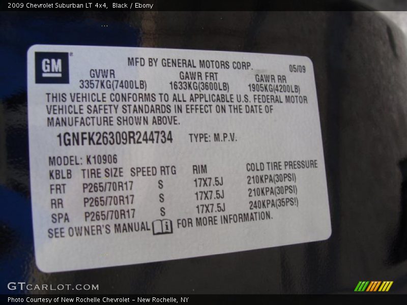 Black / Ebony 2009 Chevrolet Suburban LT 4x4