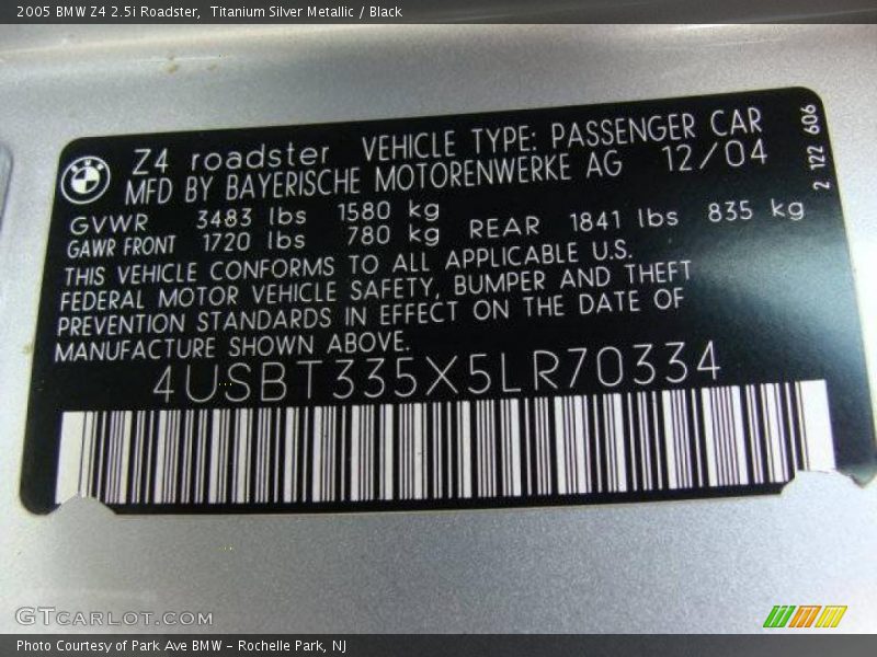 Titanium Silver Metallic / Black 2005 BMW Z4 2.5i Roadster