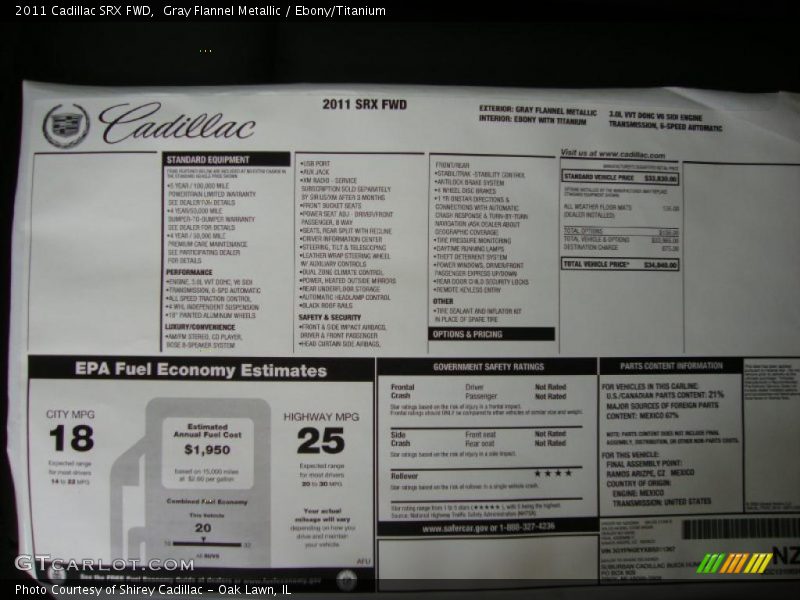 Gray Flannel Metallic / Ebony/Titanium 2011 Cadillac SRX FWD