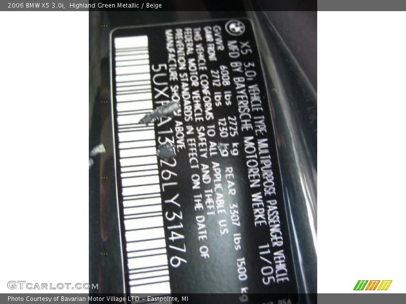 Highland Green Metallic / Beige 2006 BMW X5 3.0i