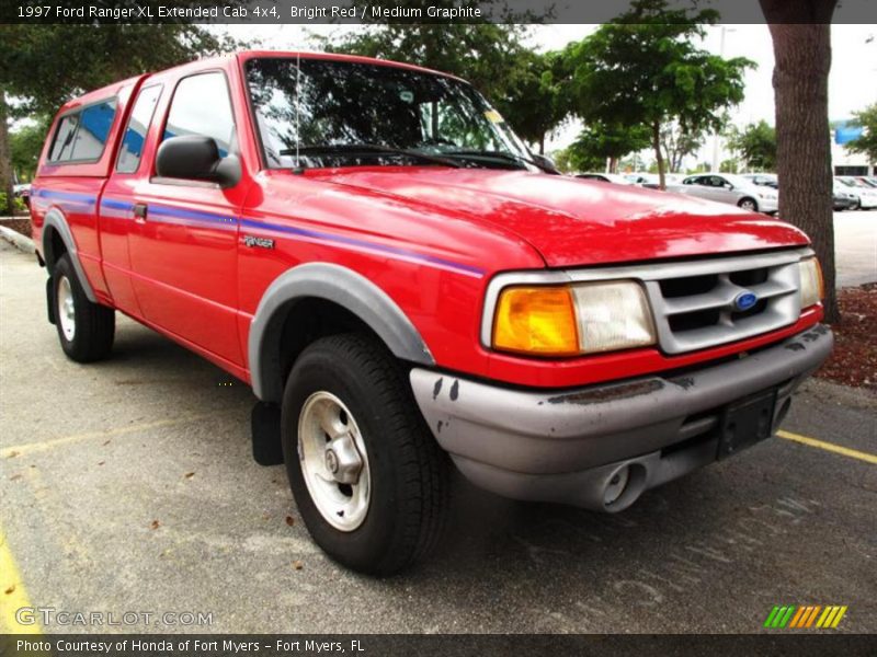 Bright Red / Medium Graphite 1997 Ford Ranger XL Extended Cab 4x4