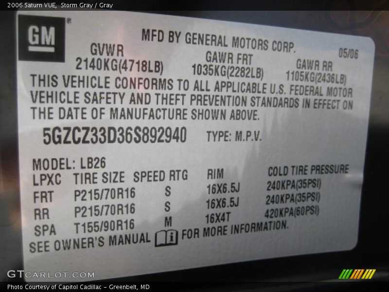 Storm Gray / Gray 2006 Saturn VUE