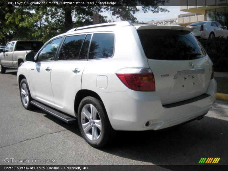Blizzard White Pearl / Sand Beige 2008 Toyota Highlander Limited