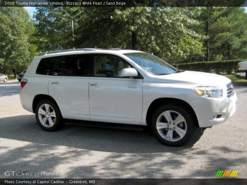 Blizzard White Pearl / Sand Beige 2008 Toyota Highlander Limited