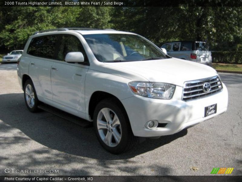 Blizzard White Pearl / Sand Beige 2008 Toyota Highlander Limited