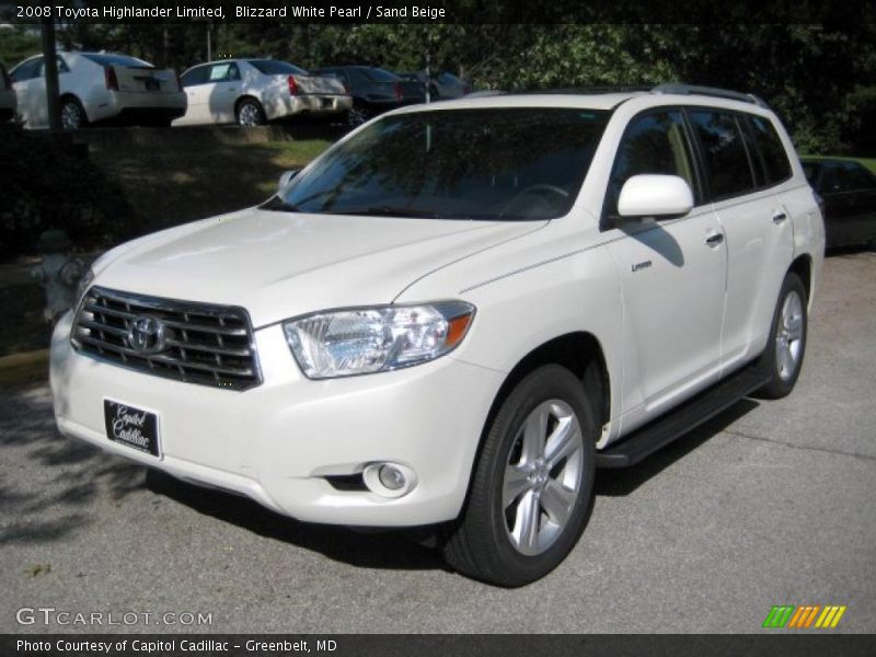 Blizzard White Pearl / Sand Beige 2008 Toyota Highlander Limited