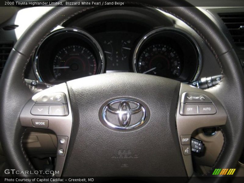 Blizzard White Pearl / Sand Beige 2008 Toyota Highlander Limited
