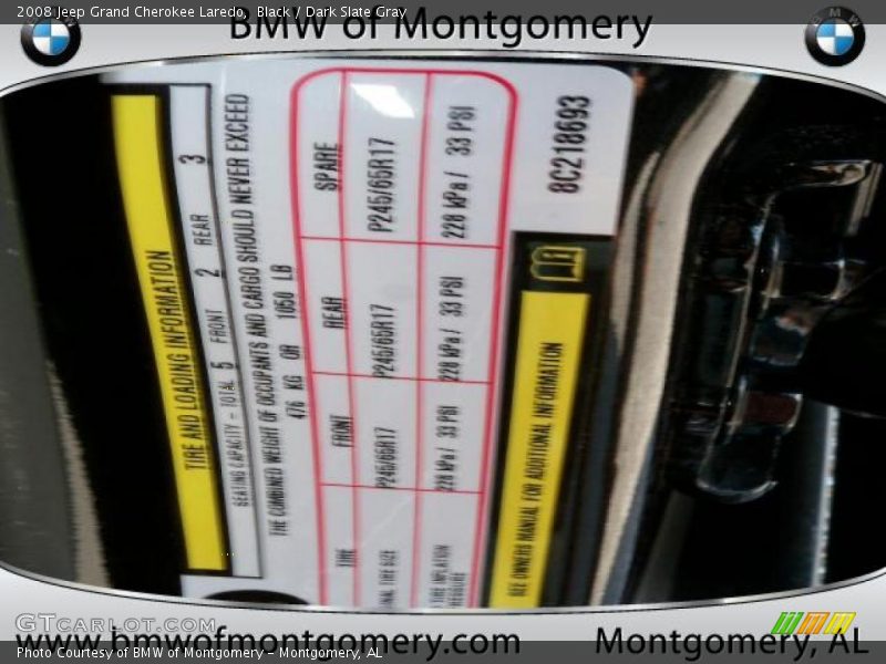 Black / Dark Slate Gray 2008 Jeep Grand Cherokee Laredo