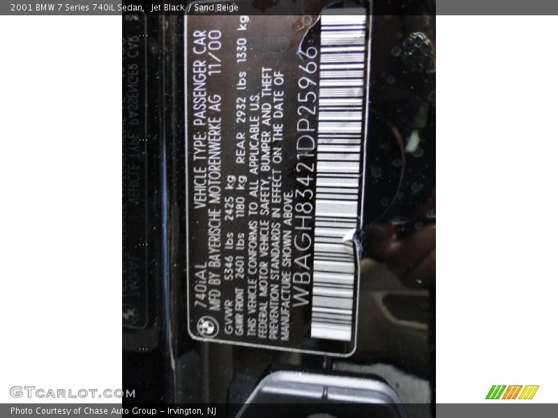 Jet Black / Sand Beige 2001 BMW 7 Series 740iL Sedan