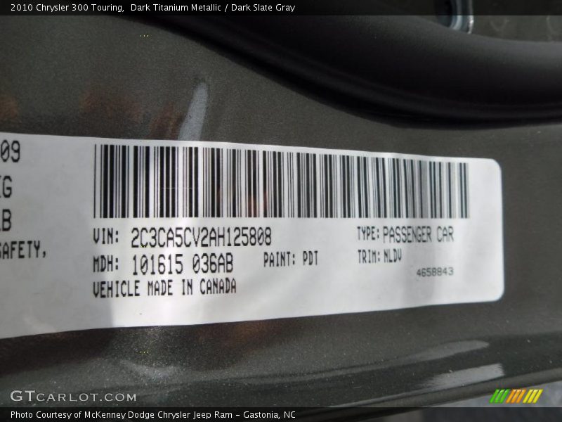 Dark Titanium Metallic / Dark Slate Gray 2010 Chrysler 300 Touring