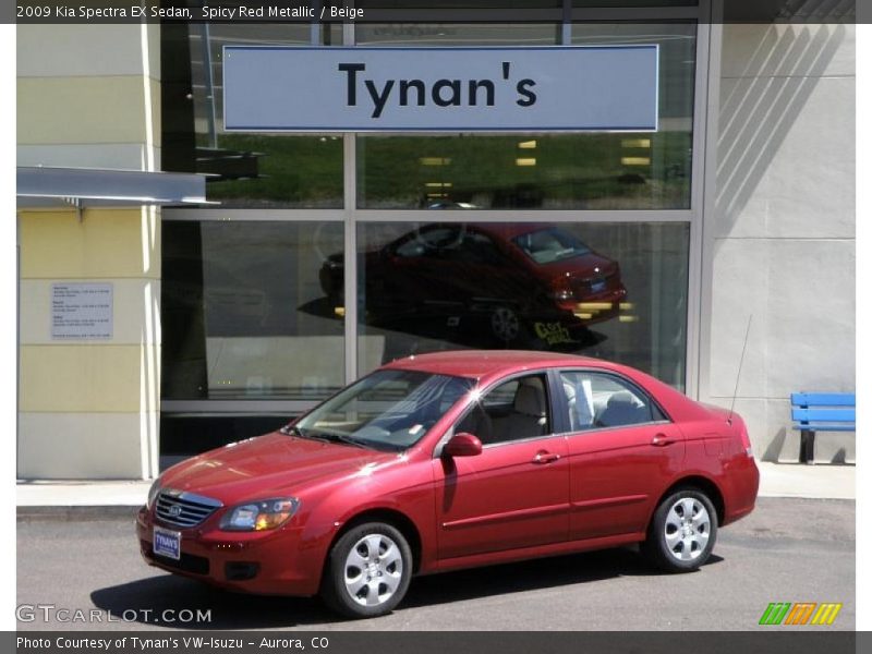 Spicy Red Metallic / Beige 2009 Kia Spectra EX Sedan