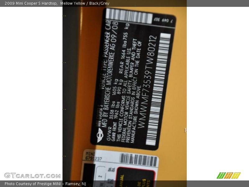 Mellow Yellow / Black/Grey 2009 Mini Cooper S Hardtop