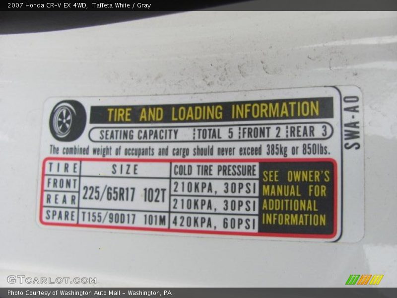 Taffeta White / Gray 2007 Honda CR-V EX 4WD