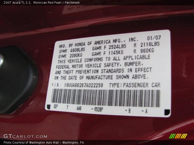 Moroccan Red Pearl / Parchment 2007 Acura TL 3.2