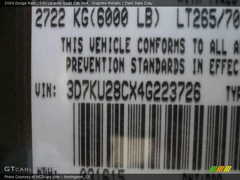 Graphite Metallic / Dark Slate Gray 2004 Dodge Ram 2500 Laramie Quad Cab 4x4