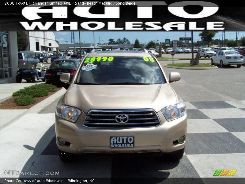 Sandy Beach Metallic / Sand Beige 2008 Toyota Highlander Limited 4WD