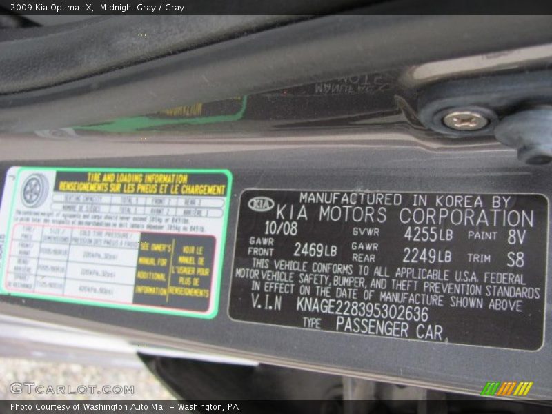 Midnight Gray / Gray 2009 Kia Optima LX