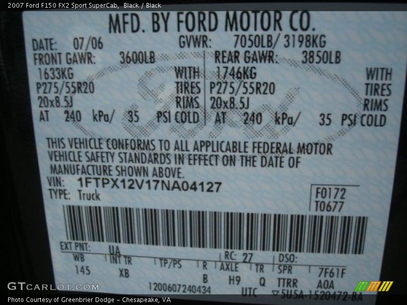 Black / Black 2007 Ford F150 FX2 Sport SuperCab