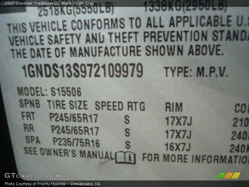 Black / Light Gray 2007 Chevrolet TrailBlazer LS