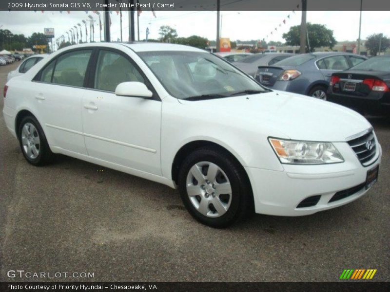 Powder White Pearl / Camel 2009 Hyundai Sonata GLS V6