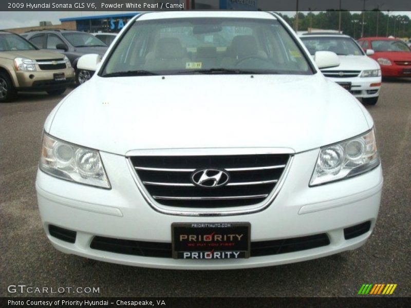 Powder White Pearl / Camel 2009 Hyundai Sonata GLS V6
