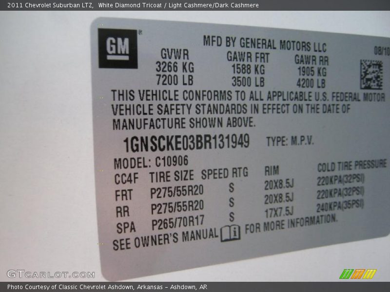 White Diamond Tricoat / Light Cashmere/Dark Cashmere 2011 Chevrolet Suburban LTZ
