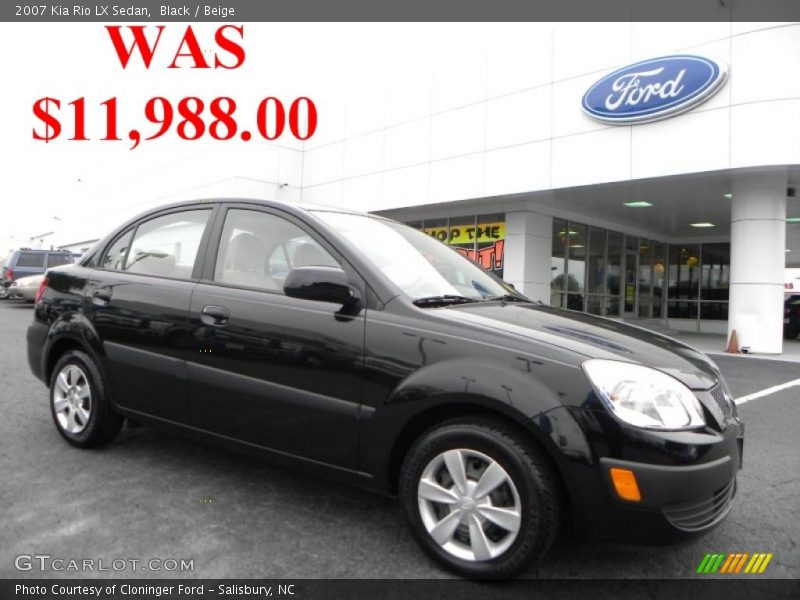 Black / Beige 2007 Kia Rio LX Sedan