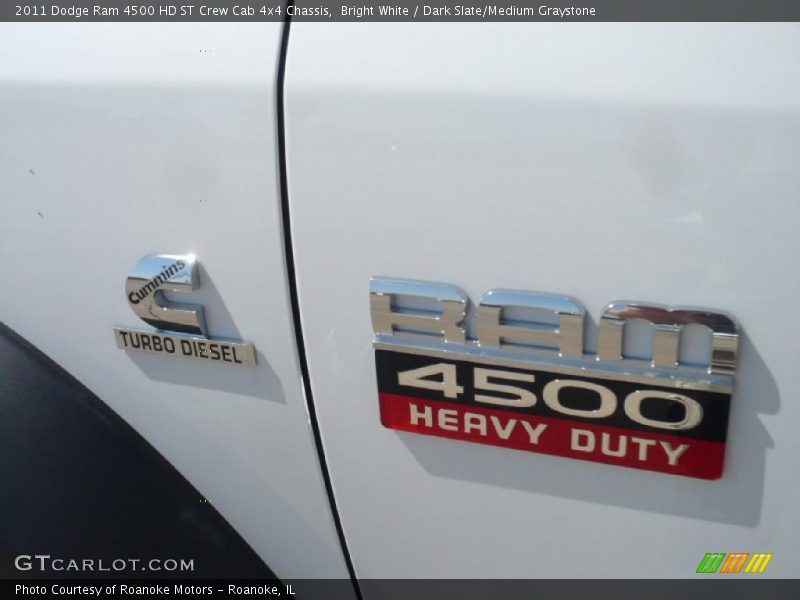 Bright White / Dark Slate/Medium Graystone 2011 Dodge Ram 4500 HD ST Crew Cab 4x4 Chassis